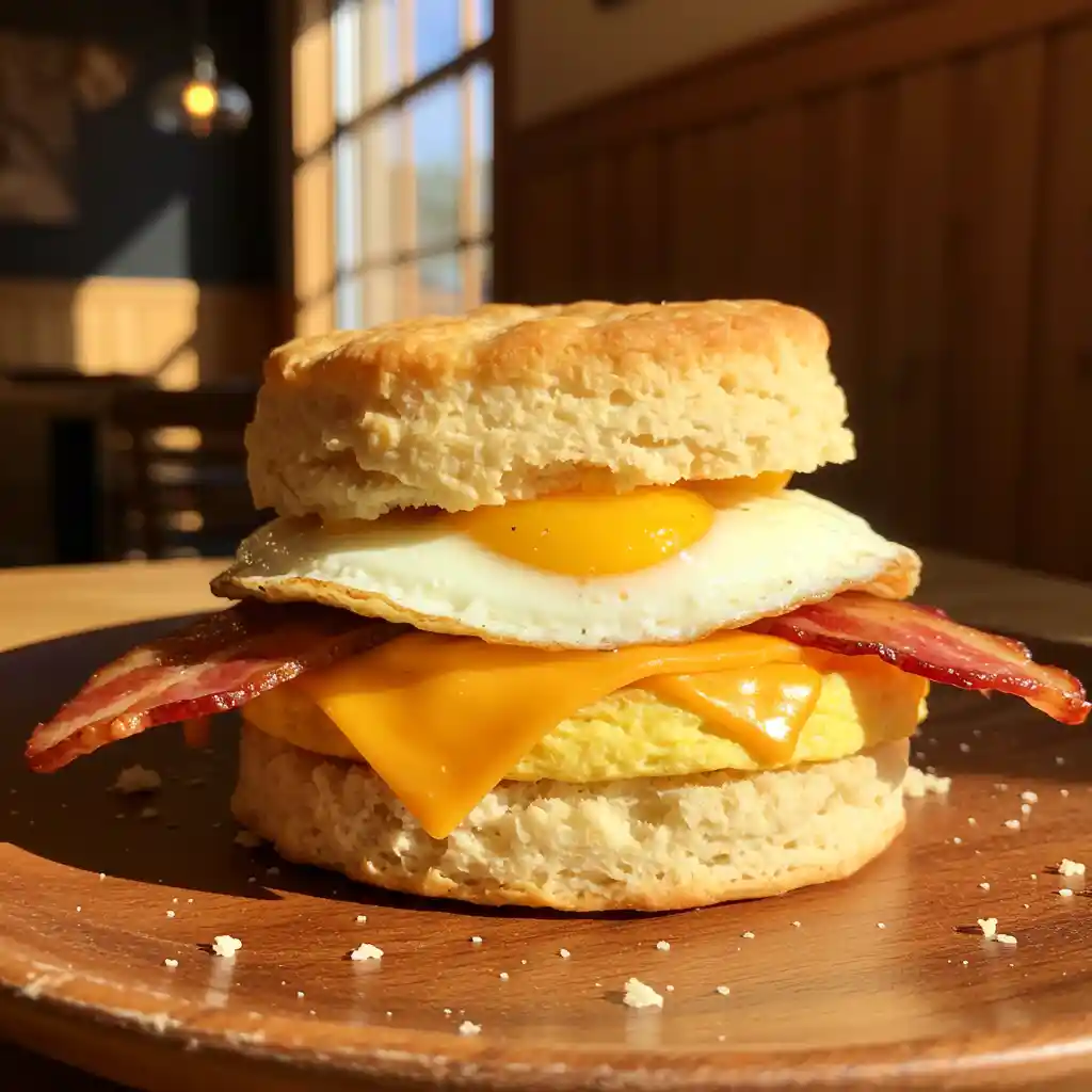 Bacon Breakfast Sandwich on Biscuit